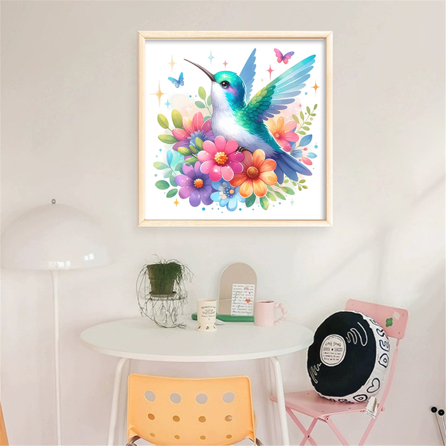 Hummingbird - Partial 11CT Stamped Cross Stitch - Bead Embroidery 36x36CM/14.17x14.17in