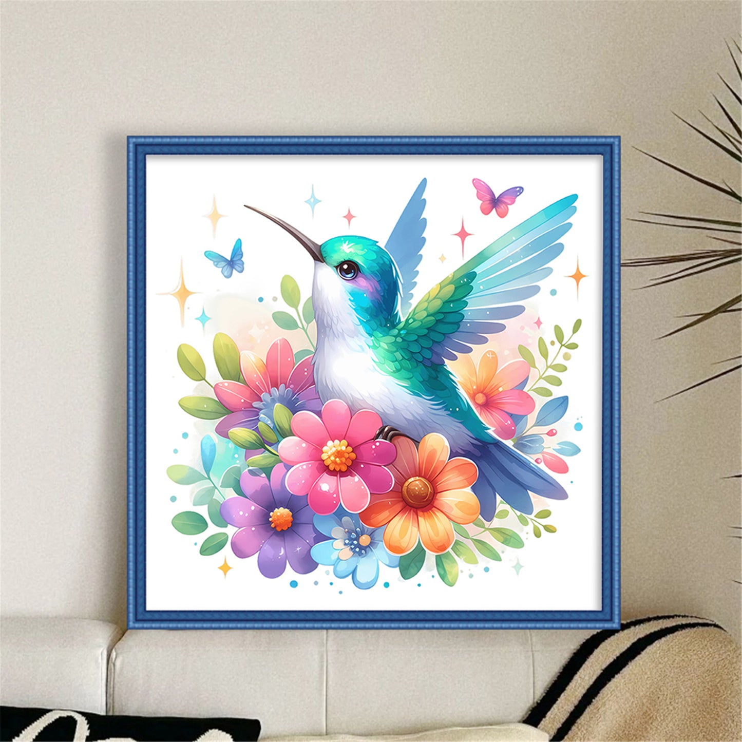 Hummingbird - Partial 11CT Stamped Cross Stitch - Bead Embroidery 36x36CM/14.17x14.17in