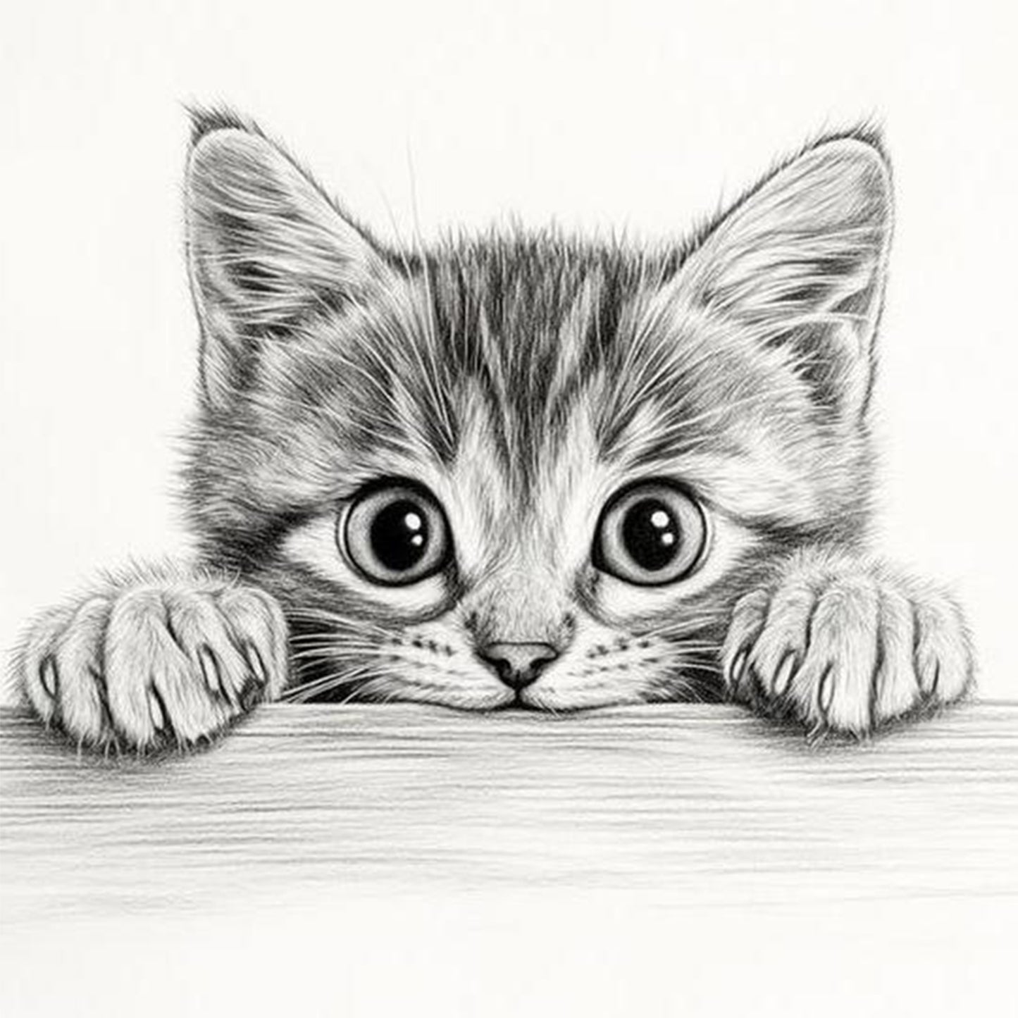 Black And White Kitten - Full 11CT Stamped Cross Stitch 40x40CM - Yishu