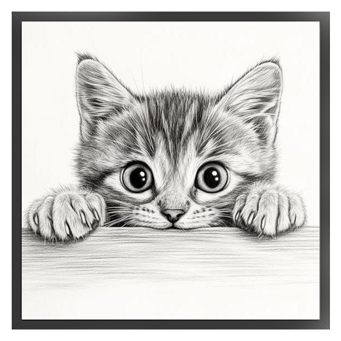 Black And White Kitten - Full 11CT Stamped Cross Stitch 40x40CM - Yishu