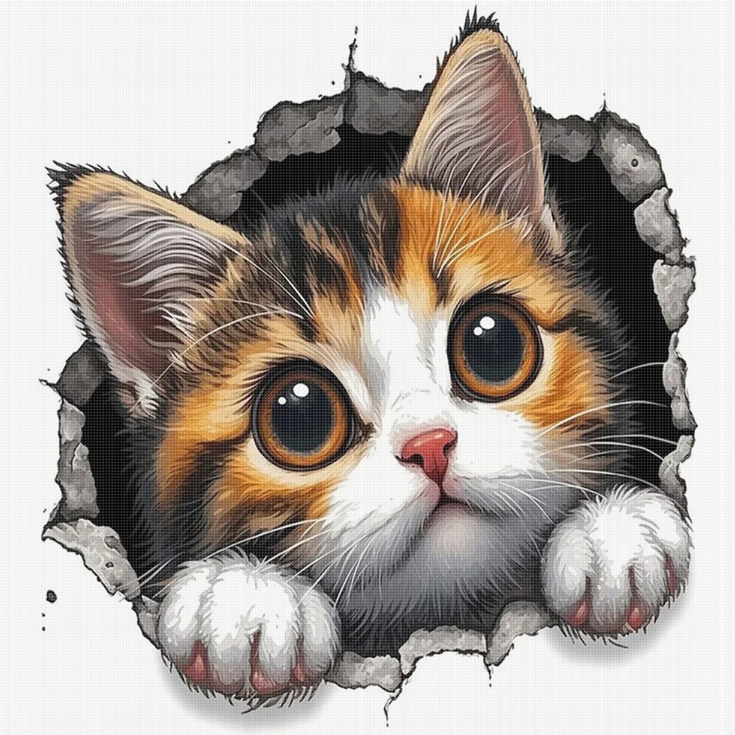 Calico Cat - Full 11CT Stamped Cross Stitch 40x40CM - Yishu