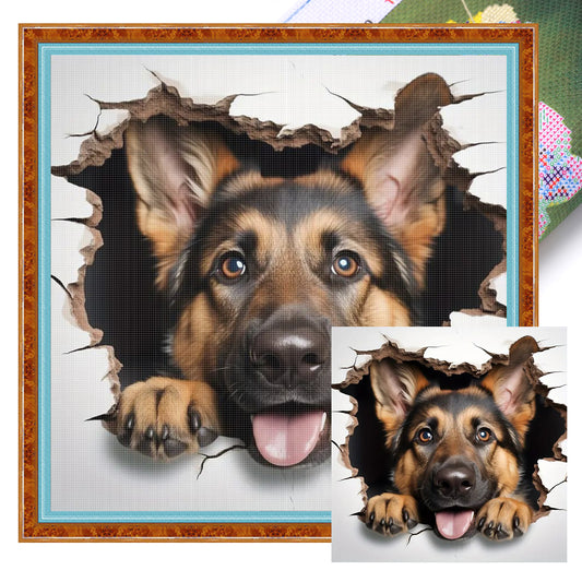 German Shepherd-Dog - Full 11CT Stamped Cross Stitch 40x40CM - Yishu