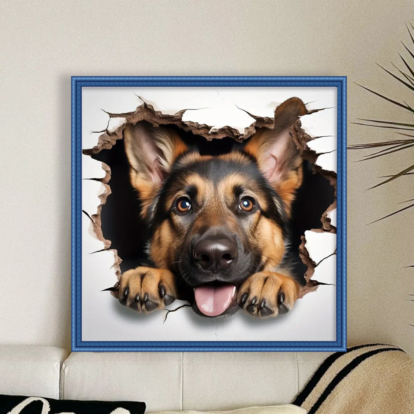 German Shepherd-Dog - Full 11CT Stamped Cross Stitch 40x40CM - Yishu