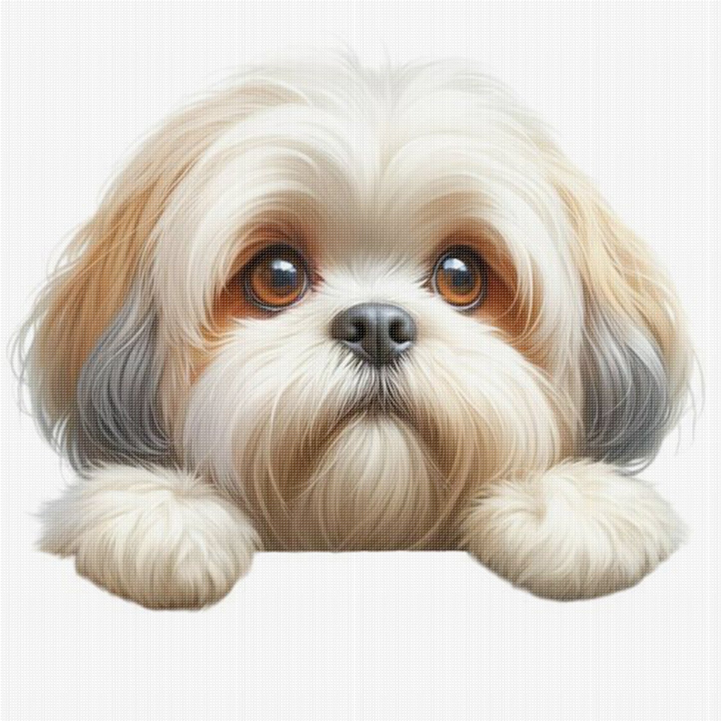 Shih Tzu-Dog - Full 11CT Stamped Cross Stitch 40x40CM - Yishu