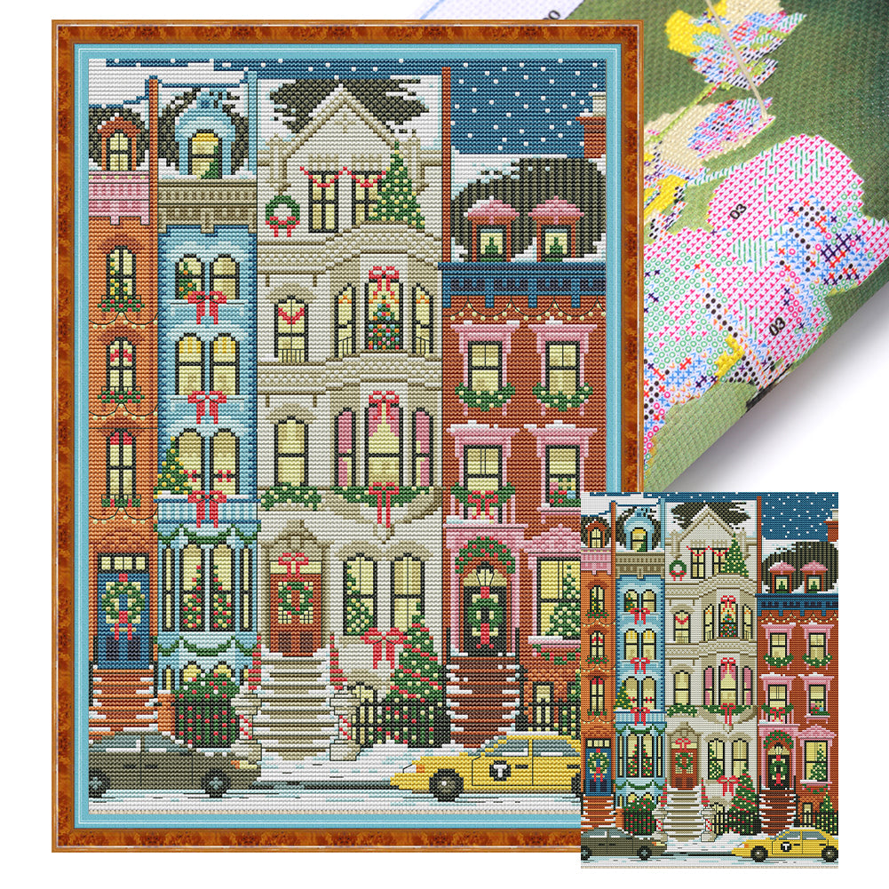 Christmas Apartment - Full 14CT Stamped Cross Stitch 29x41CM - Joy Sunday Backstitch