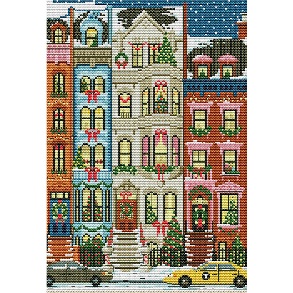 Christmas Apartment - Full 14CT Stamped Cross Stitch 29x41CM - Joy Sunday Backstitch