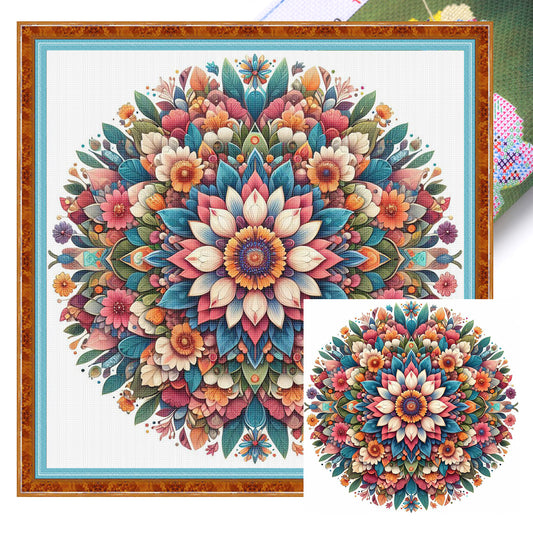 Mandala - Full 11CT Stamped Cross Stitch 40x40CM - Yishu