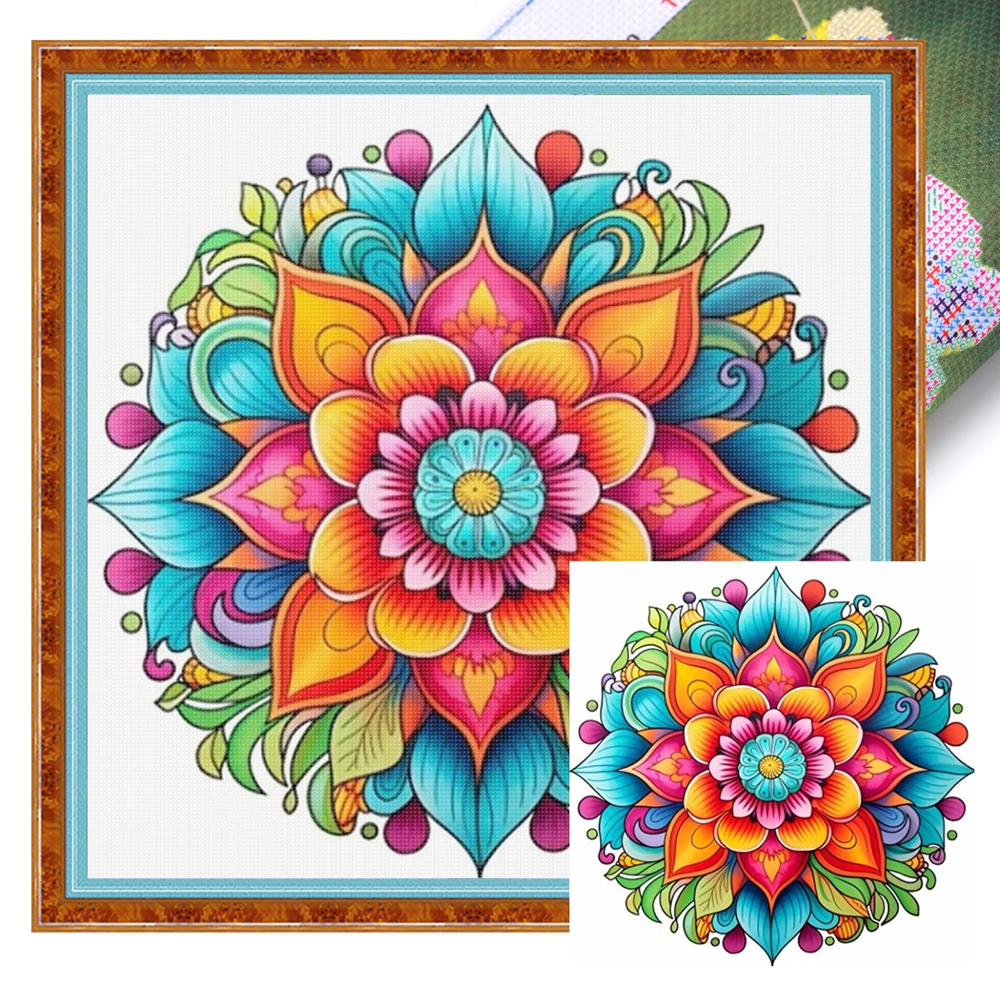 Mandala - Full 11CT Stamped Cross Stitch 40x40CM - Yishu