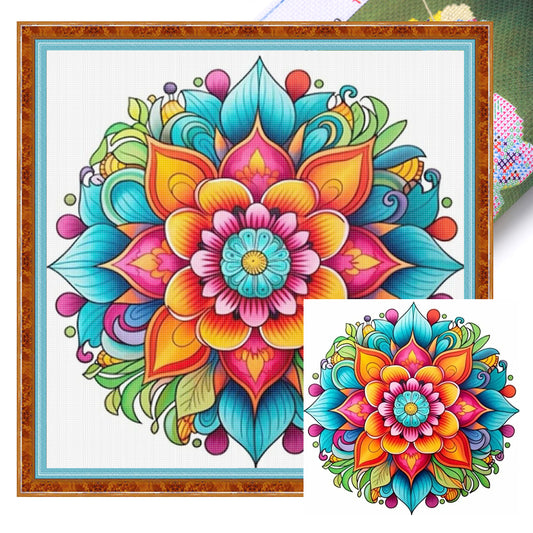 Mandala - Full 11CT Stamped Cross Stitch 40x40CM - Yishu