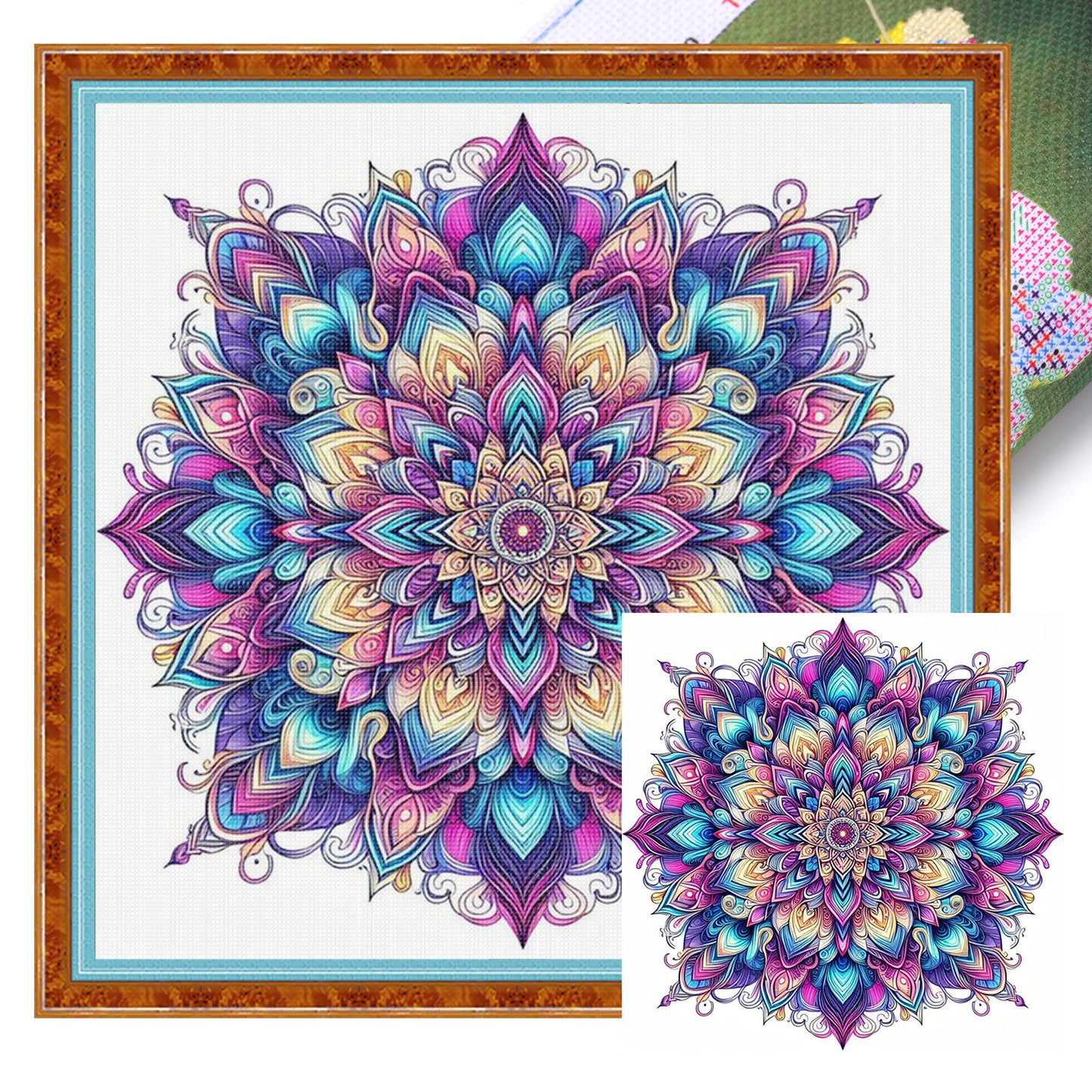 Mandala - Full 11CT Stamped Cross Stitch 40x40CM - Yishu