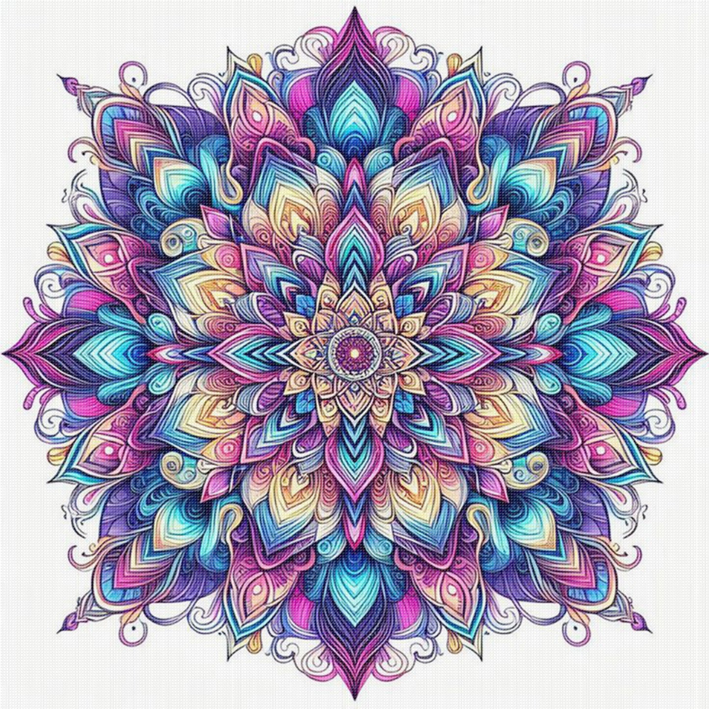 Mandala - Full 11CT Stamped Cross Stitch 40x40CM - Yishu