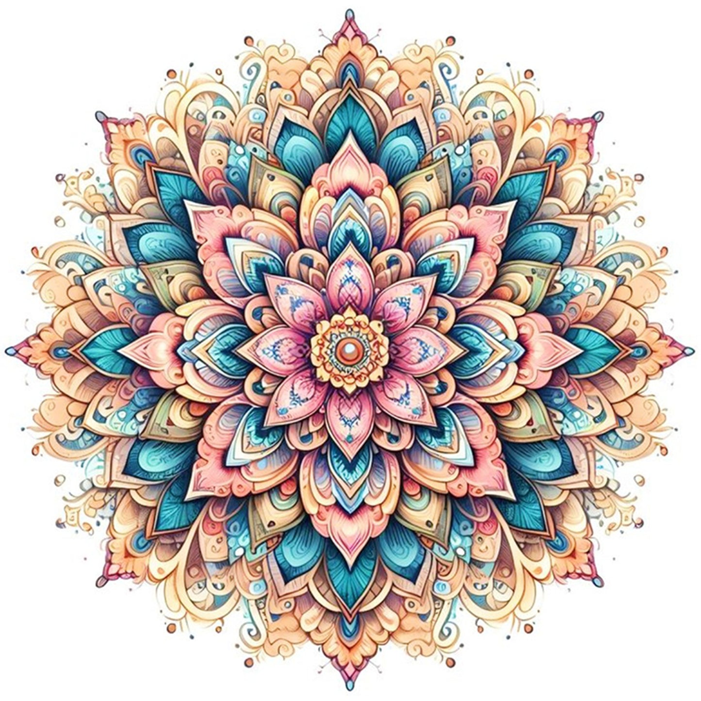 Mandala - Full 11CT Stamped Cross Stitch 40x40CM - Yishu