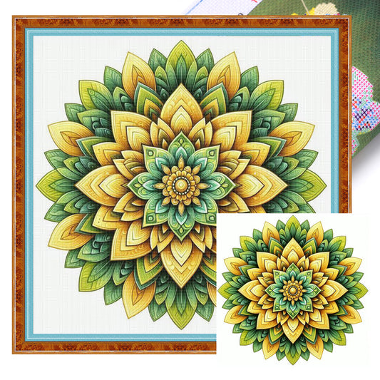 Mandala - Full 11CT Stamped Cross Stitch 40x40CM - Yishu