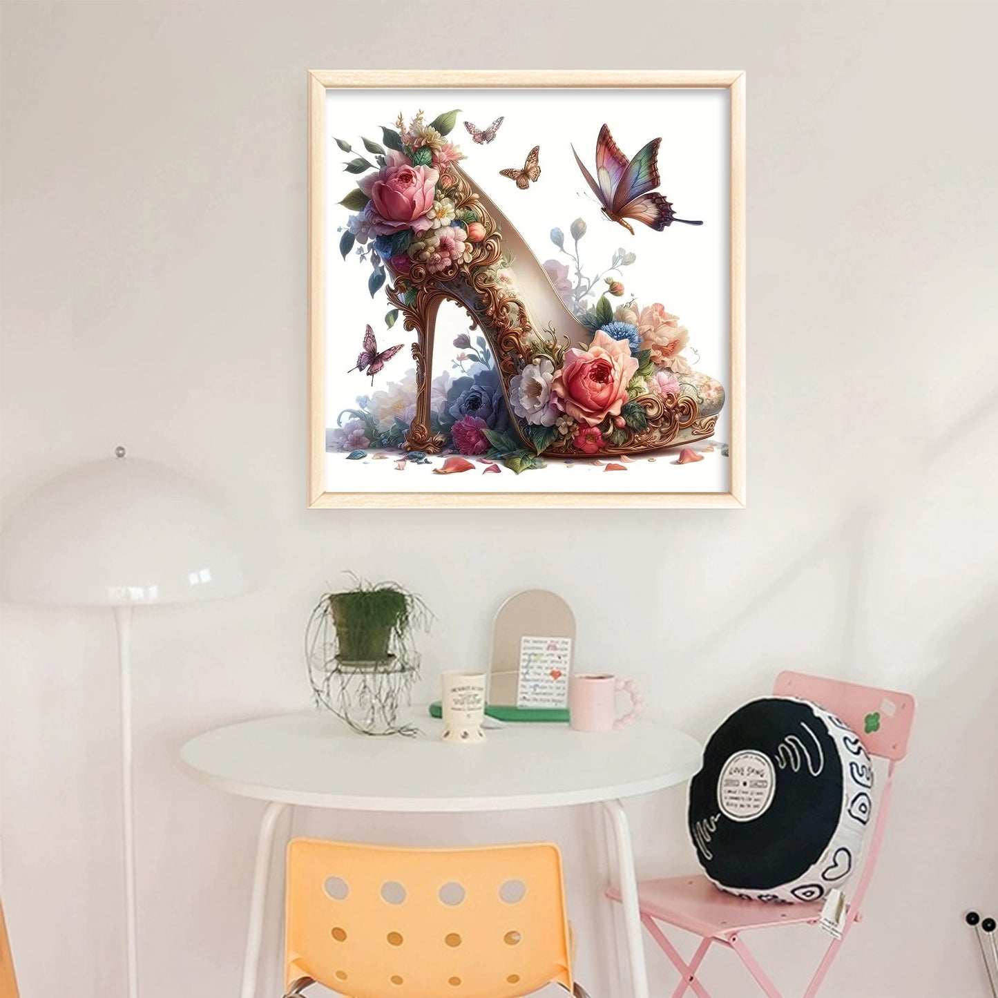 High Heels & Flowers - Full 11CT Stamped Cross Stitch 40x40CM - Yishu