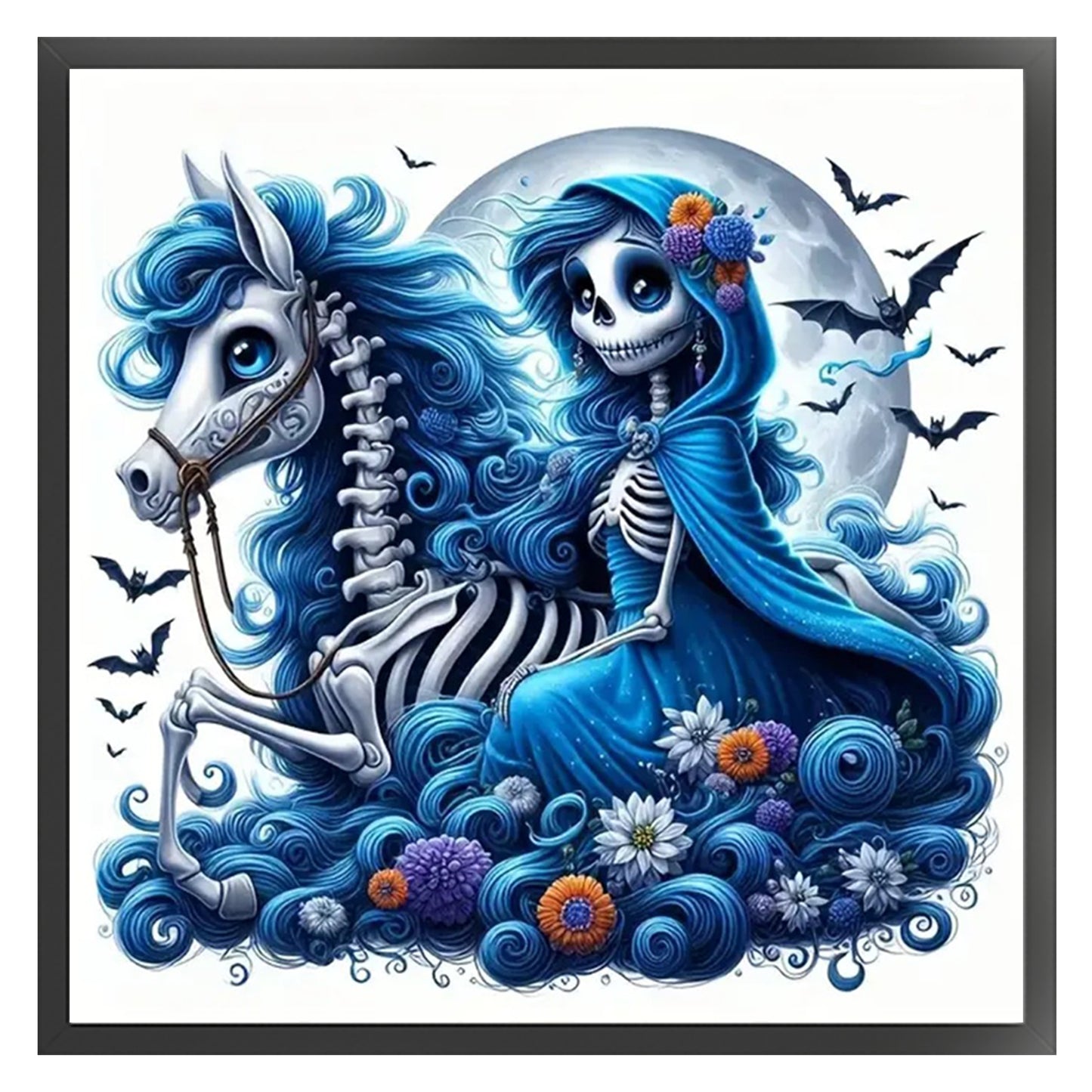 Girl With Skeleton Horse - Full 11CT Stamped Cross Stitch 40x40CM - Yishu