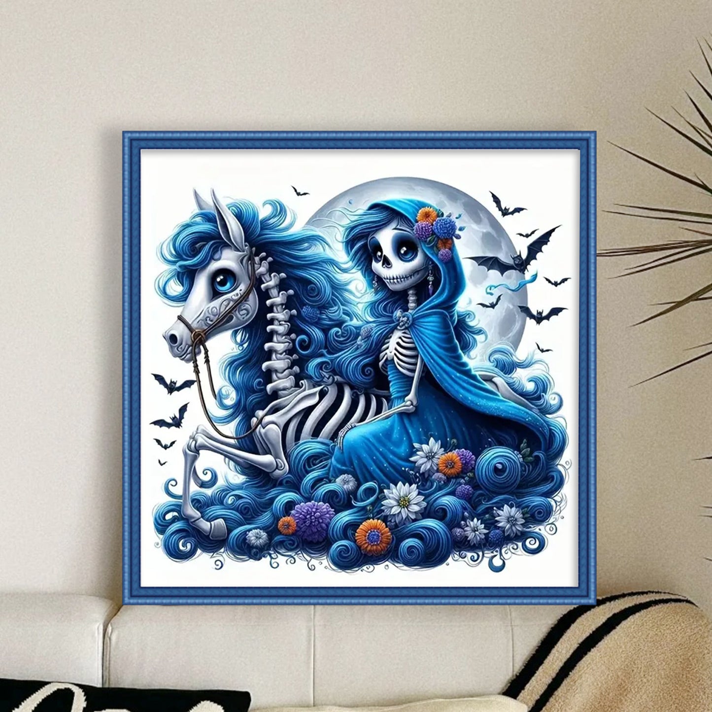 Girl With Skeleton Horse - Full 11CT Stamped Cross Stitch 40x40CM - Yishu