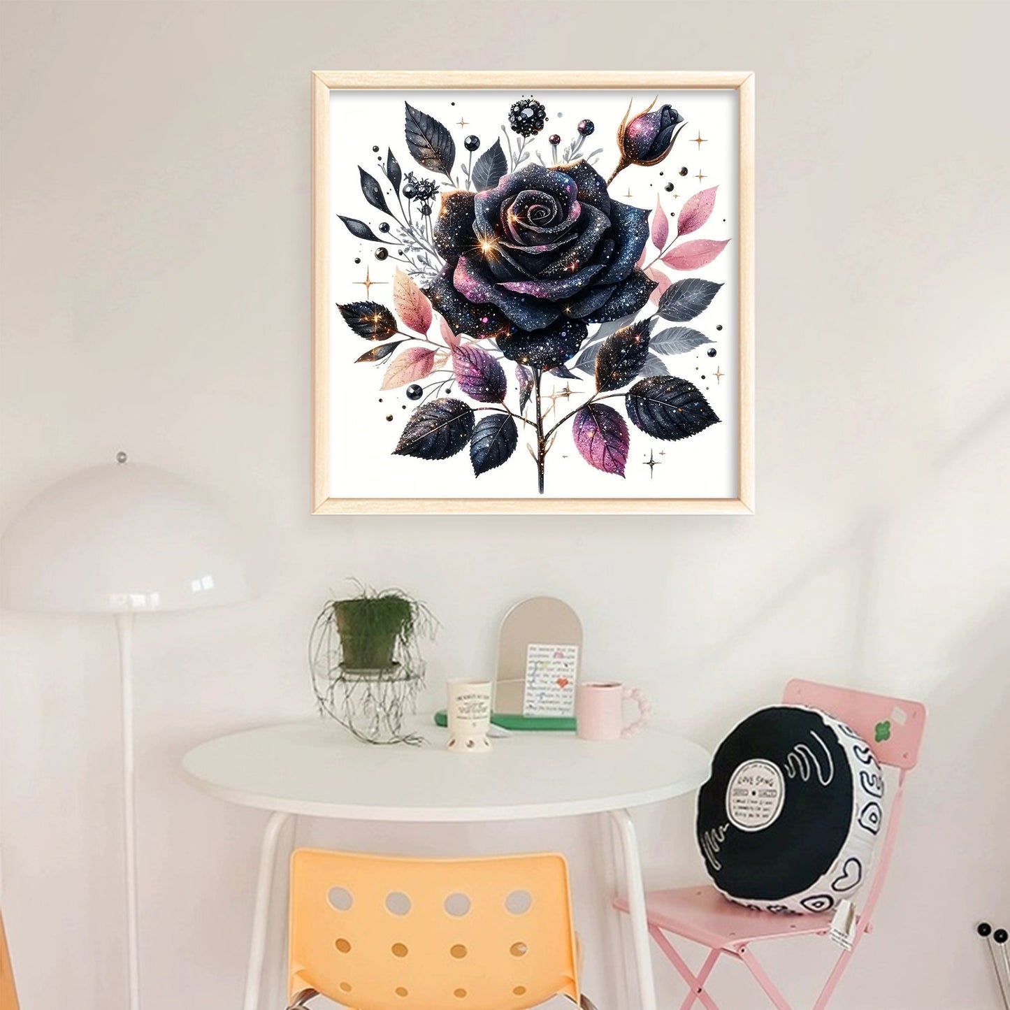 Black Rose - Full 11CT Stamped Cross Stitch 40x40CM - Yishu
