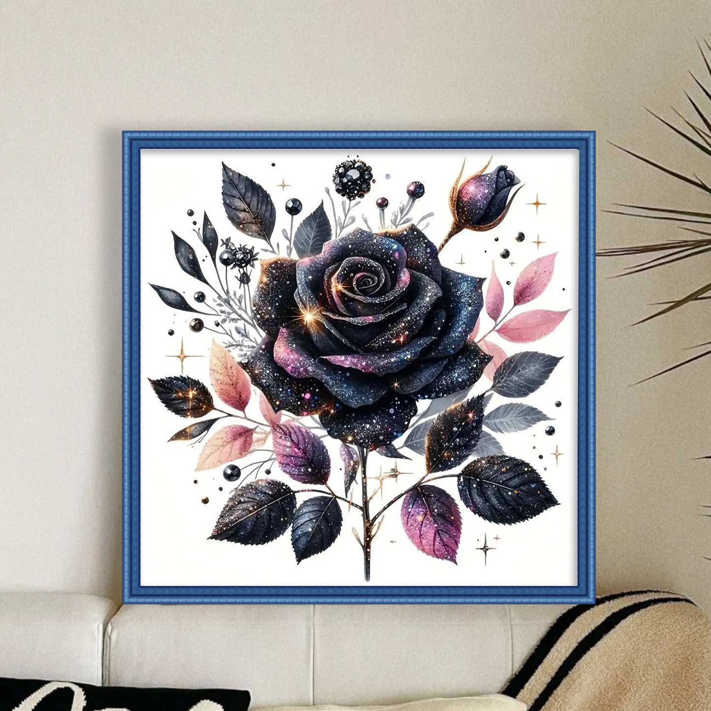 Black Rose - Full 11CT Stamped Cross Stitch 40x40CM - Yishu