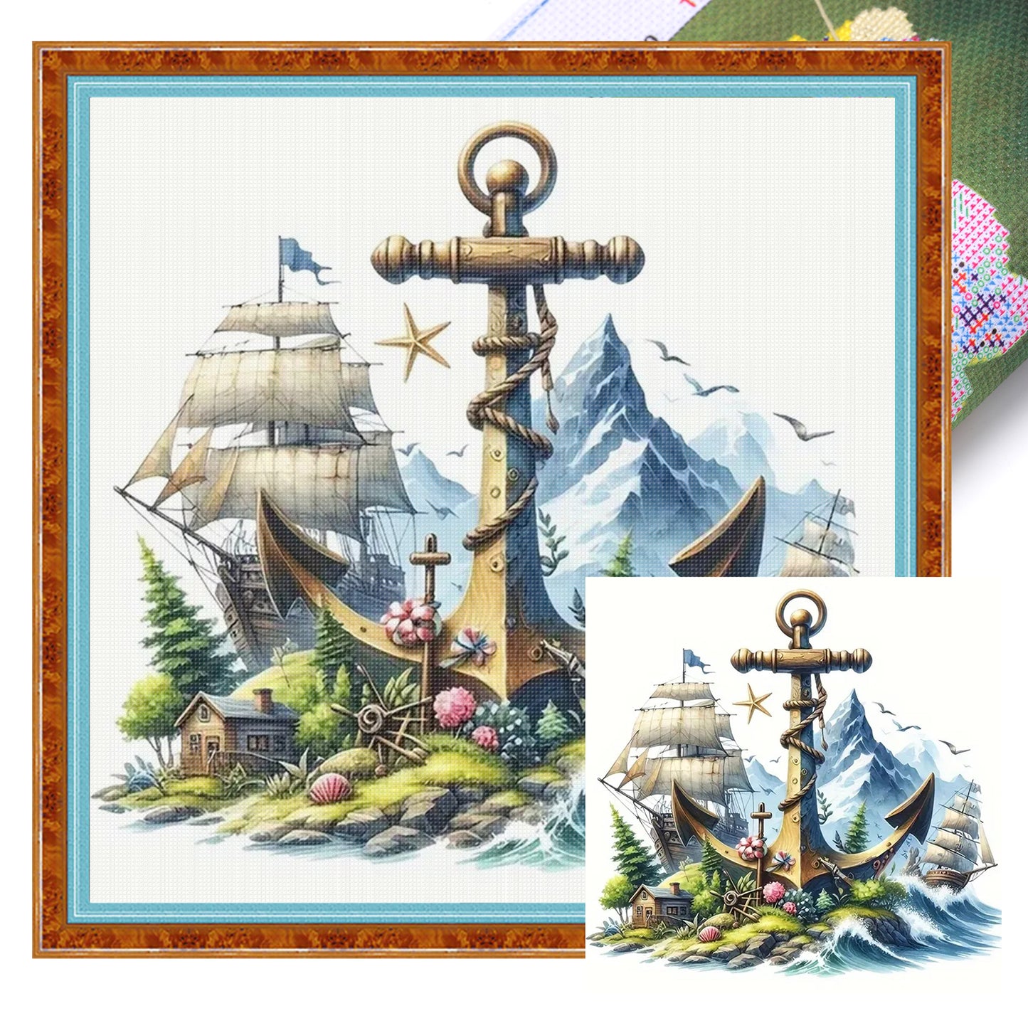 Anchor - Full 11CT Stamped Cross Stitch 40x40CM - Yishu
