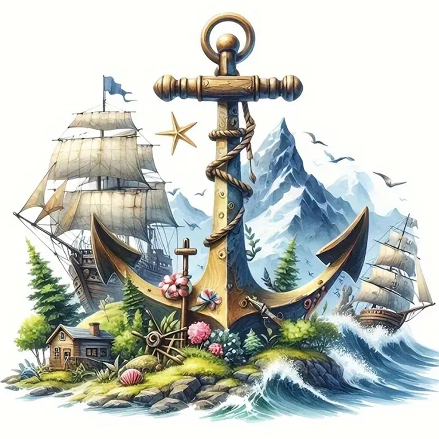 Anchor - Full 11CT Stamped Cross Stitch 40x40CM - Yishu