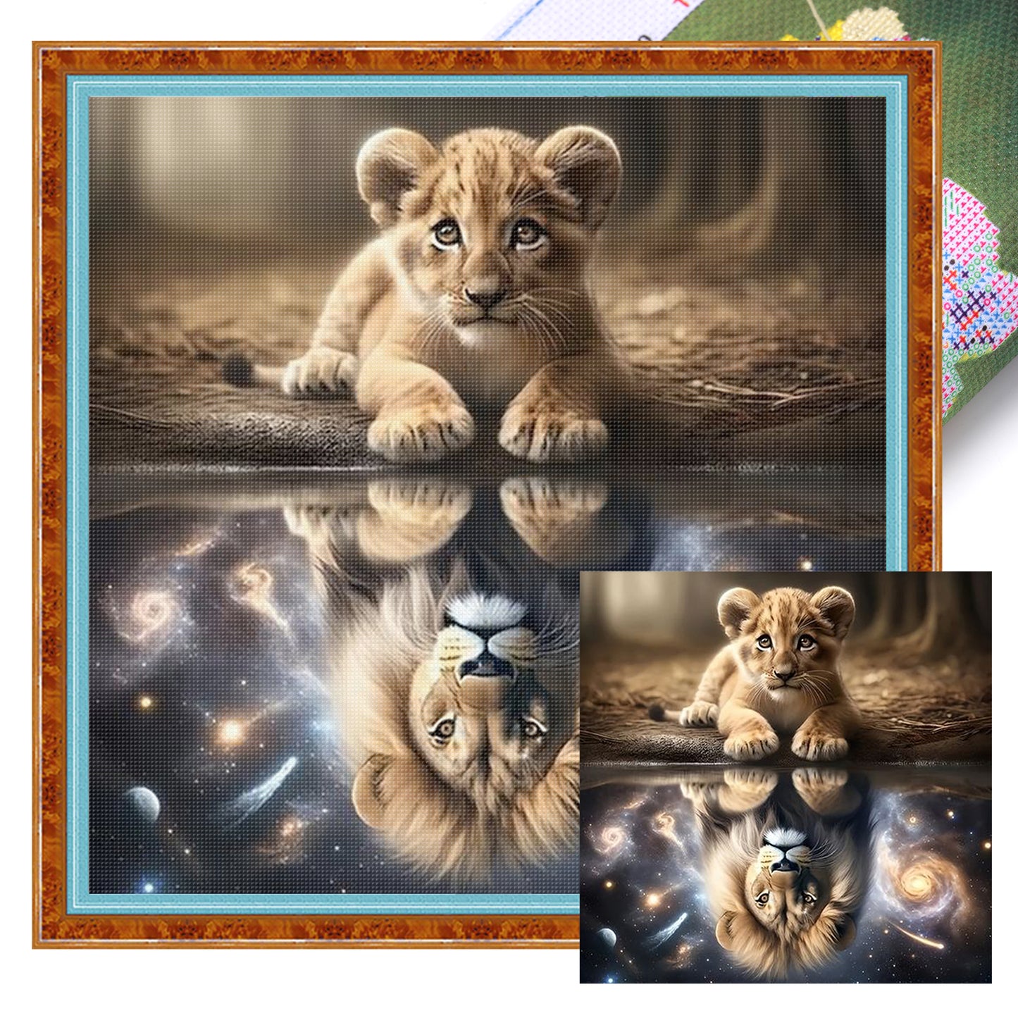 Lion - Full 11CT Stamped Cross Stitch 40x40CM - Yishu