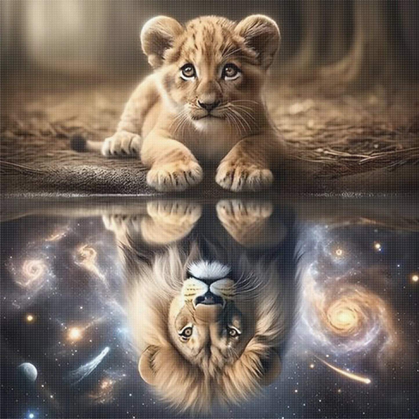 Lion - Full 11CT Stamped Cross Stitch 40x40CM - Yishu