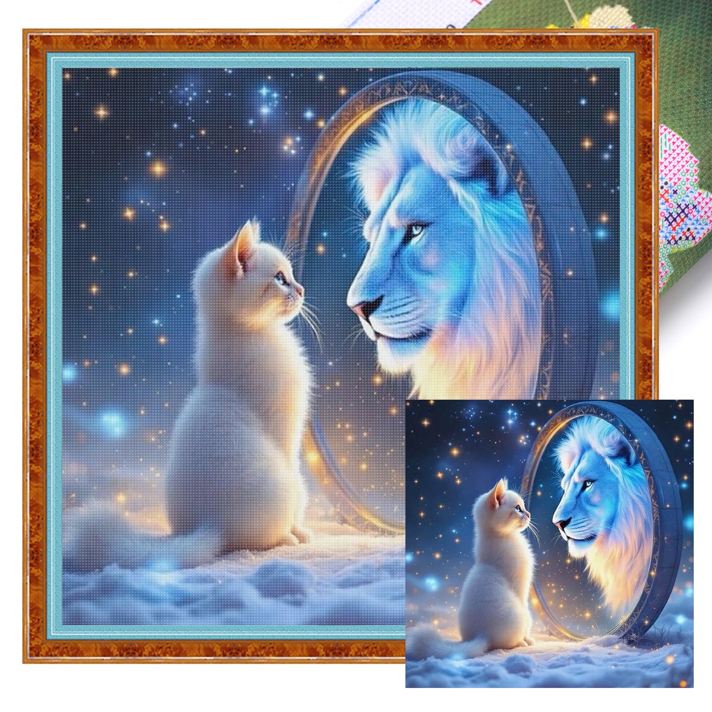 Cat - Full 11CT Stamped Cross Stitch 40x40CM - Yishu