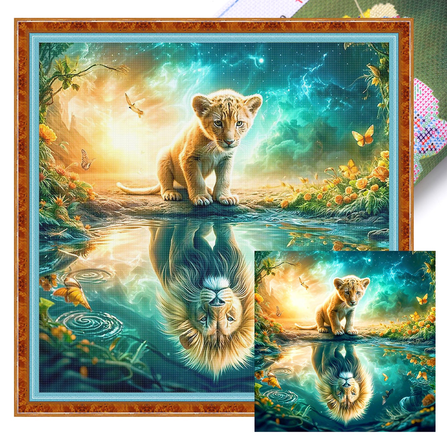 Lion - Full 11CT Stamped Cross Stitch 40x40CM - Yishu