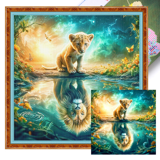 Lion - Full 11CT Stamped Cross Stitch 40x40CM - Yishu