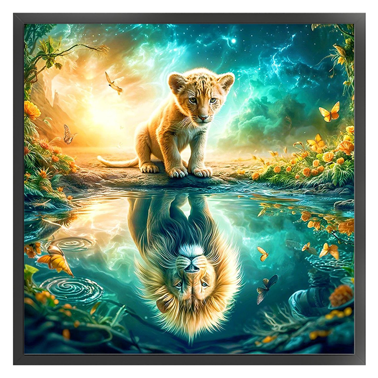Lion - Full 11CT Stamped Cross Stitch 40x40CM - Yishu