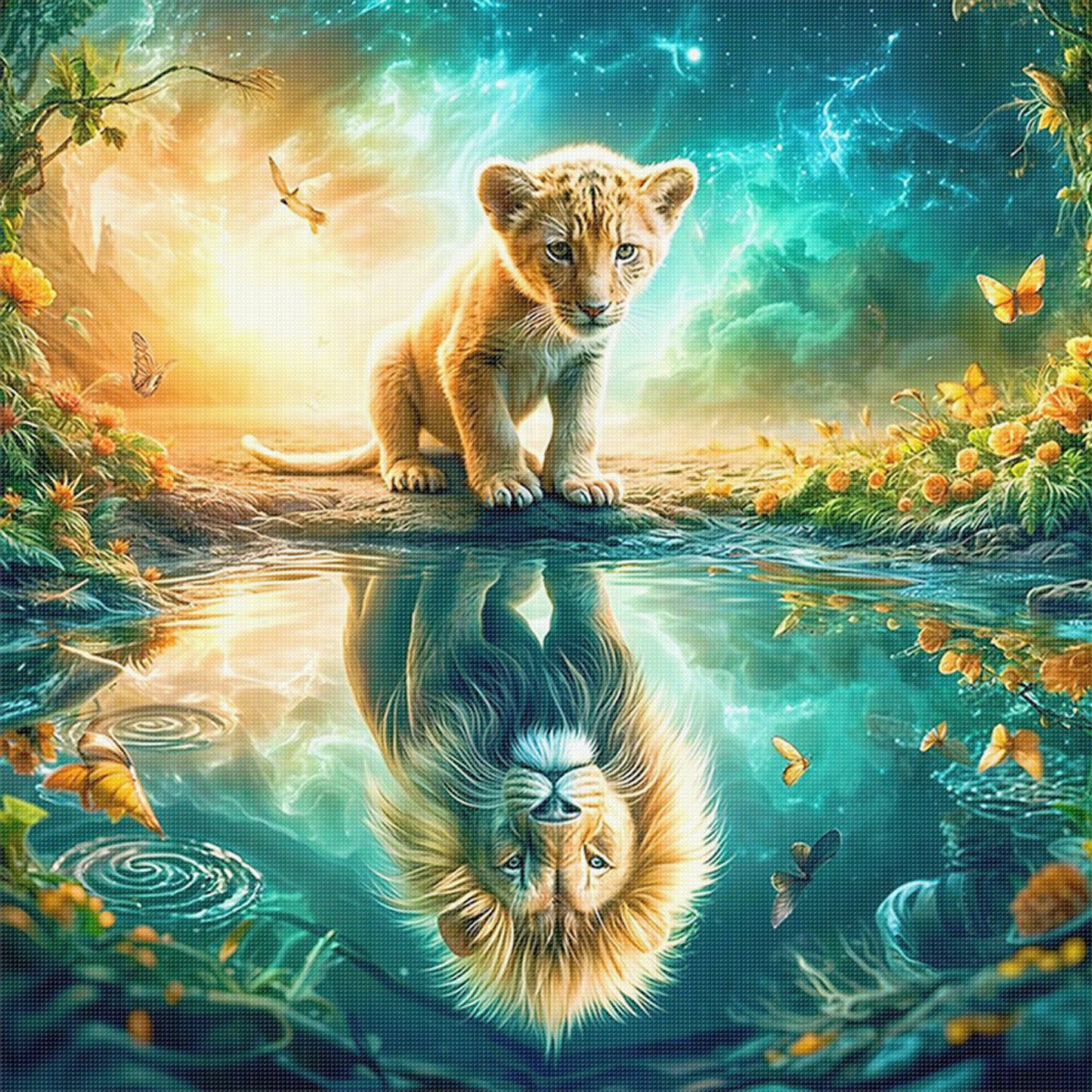 Lion - Full 11CT Stamped Cross Stitch 40x40CM - Yishu