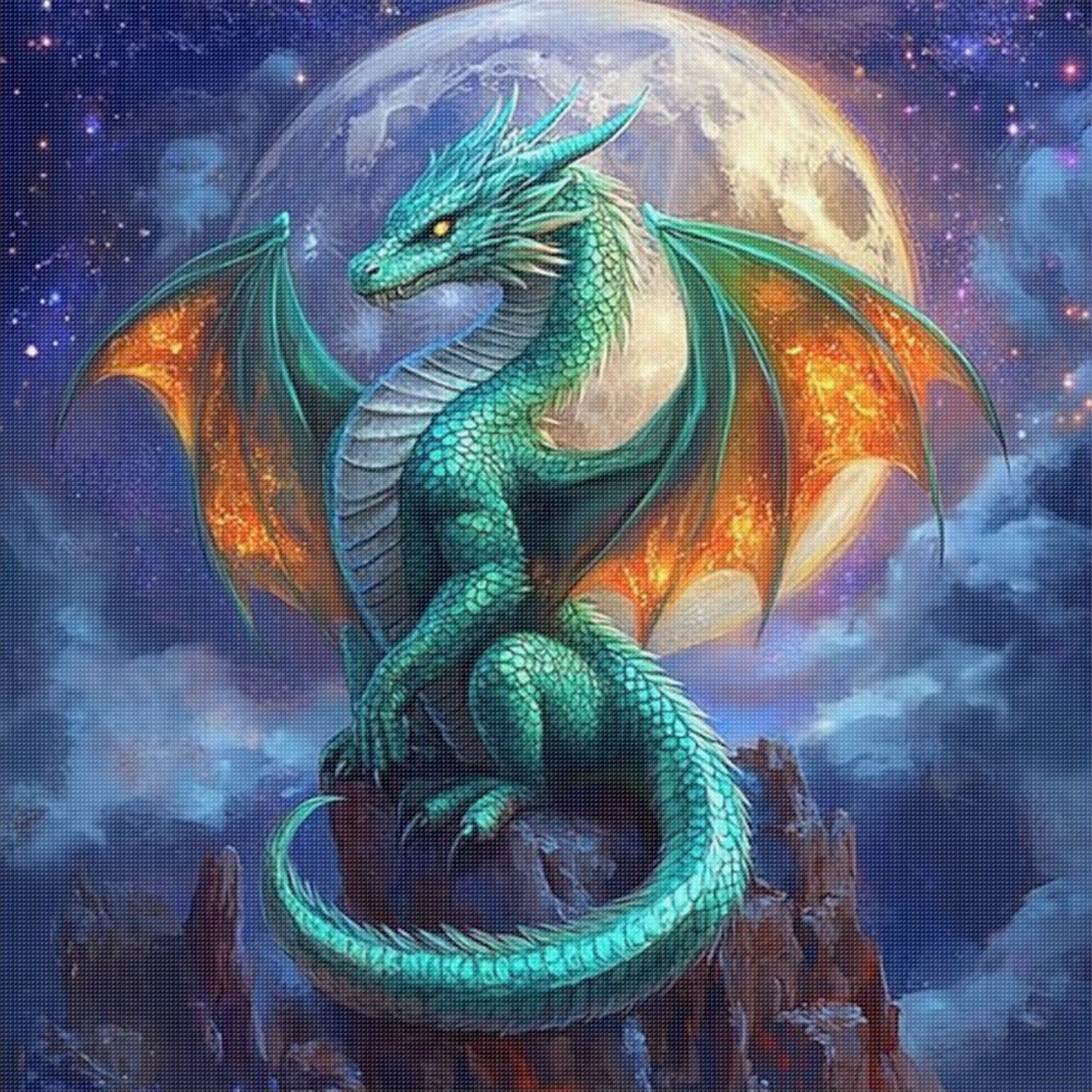 Dragon - Full 11CT Stamped Cross Stitch 40x40CM - Yishu