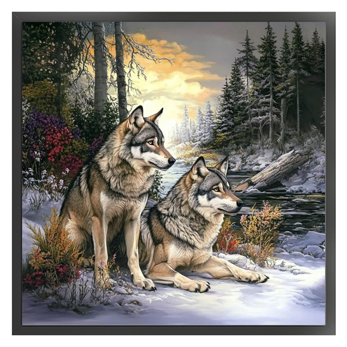 Wolf - Full 11CT Stamped Cross Stitch 40x40CM - Yishu