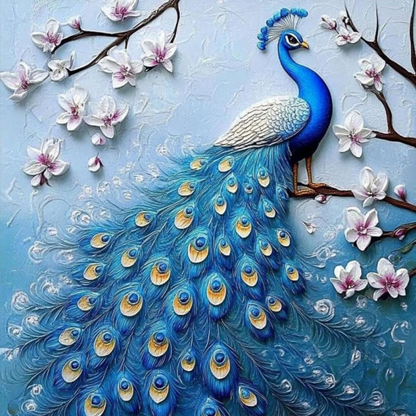 Peacock - Full 11CT Stamped Cross Stitch 40x40CM - Yishu