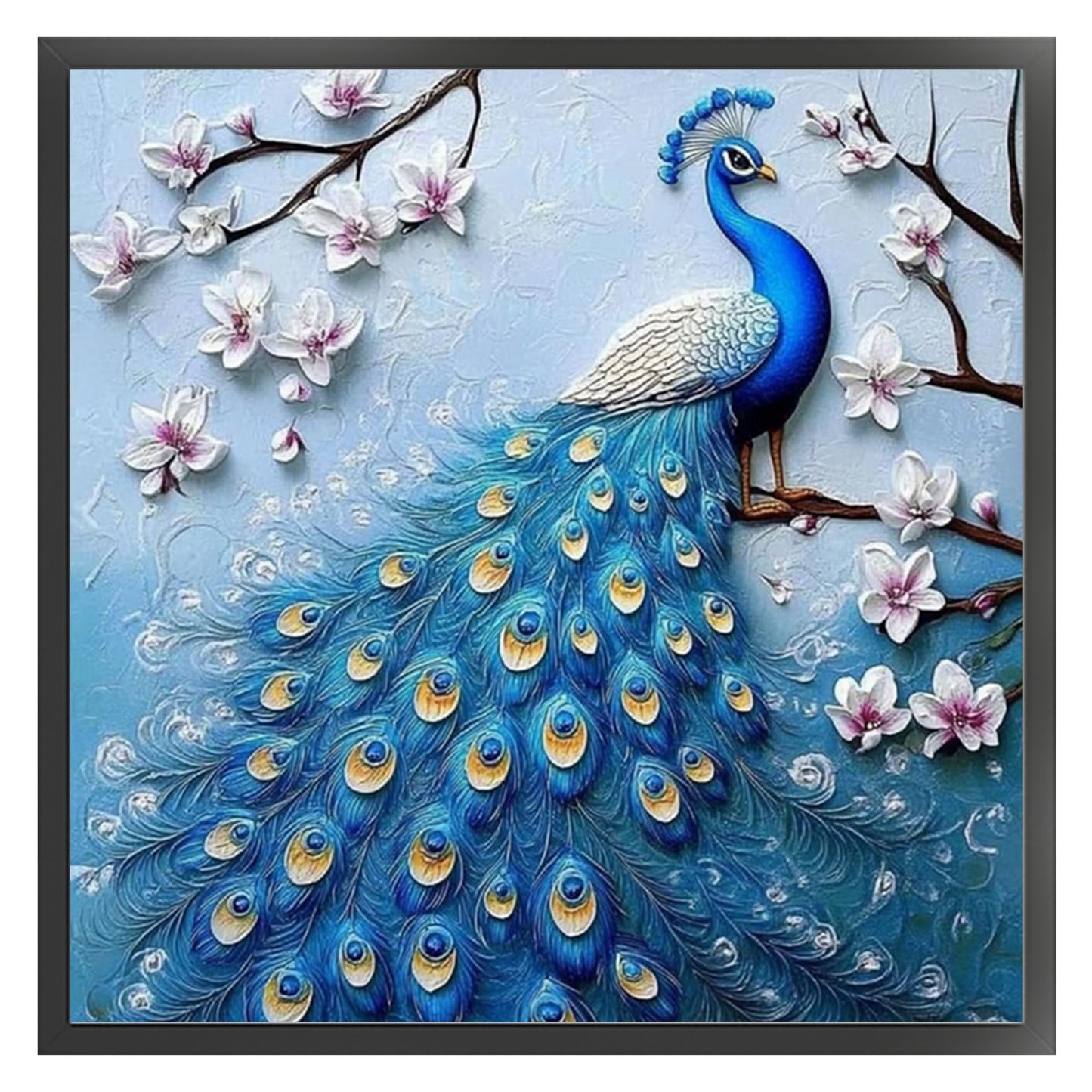 Peacock - Full 11CT Stamped Cross Stitch 40x40CM - Yishu