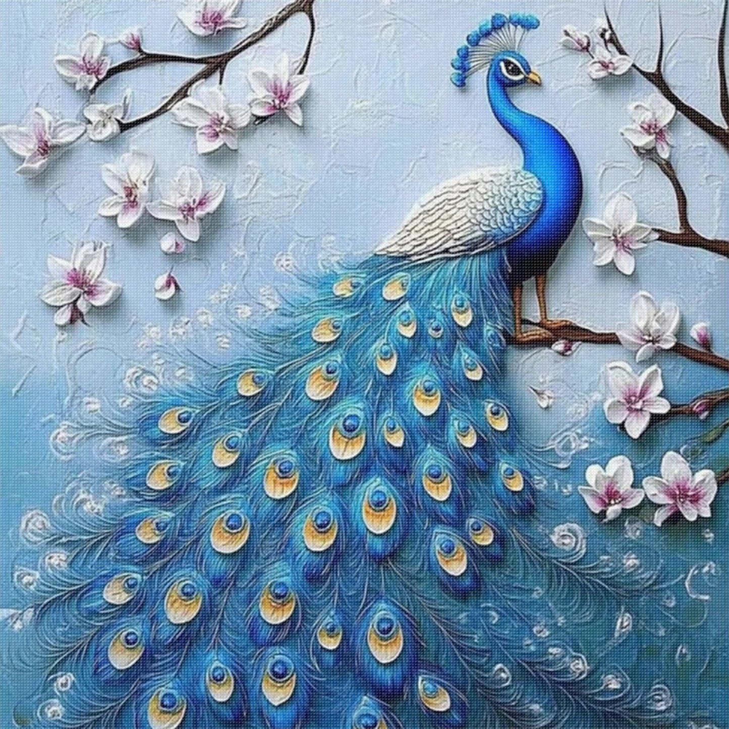 Peacock - Full 11CT Stamped Cross Stitch 40x40CM - Yishu