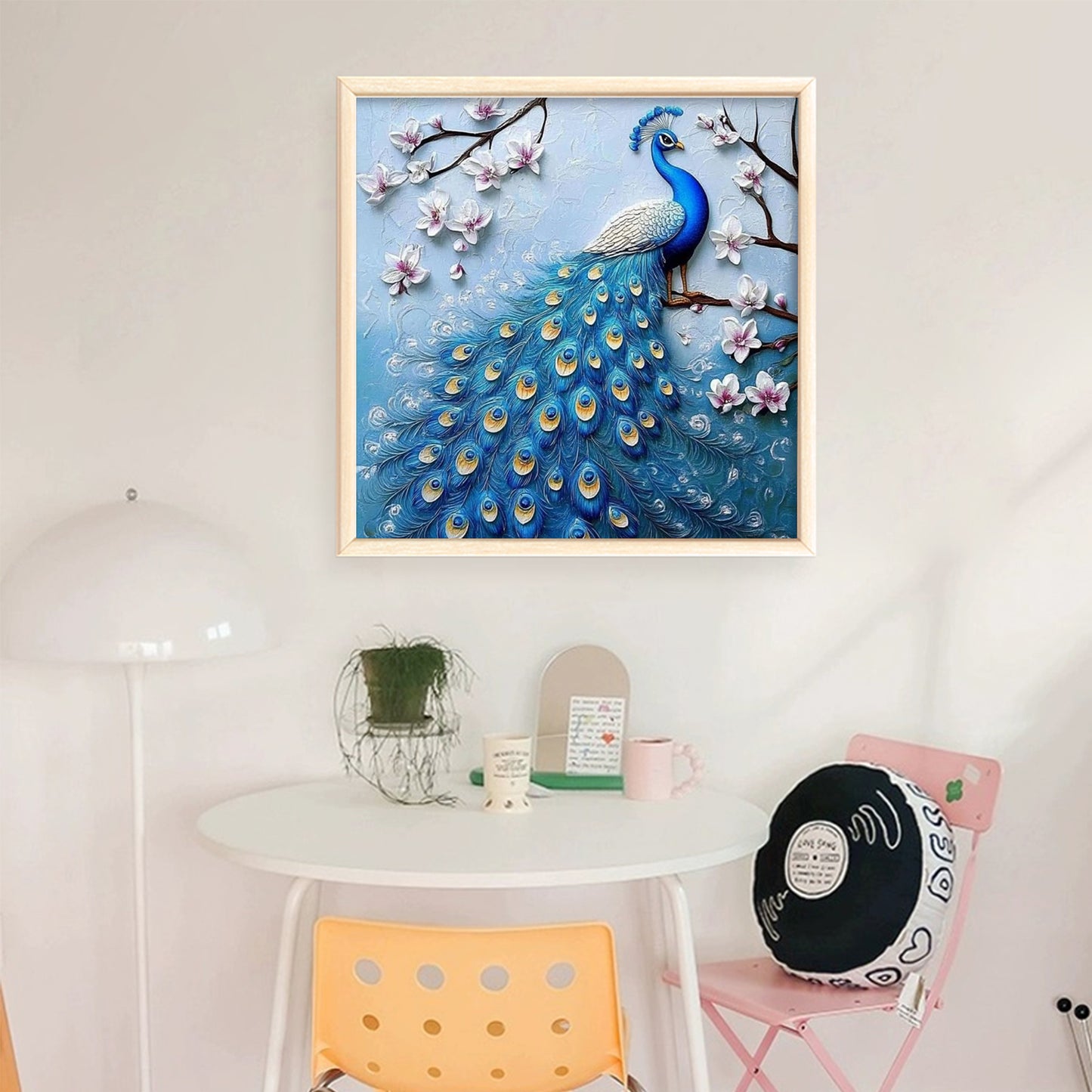 Peacock - Full 11CT Stamped Cross Stitch 40x40CM - Yishu