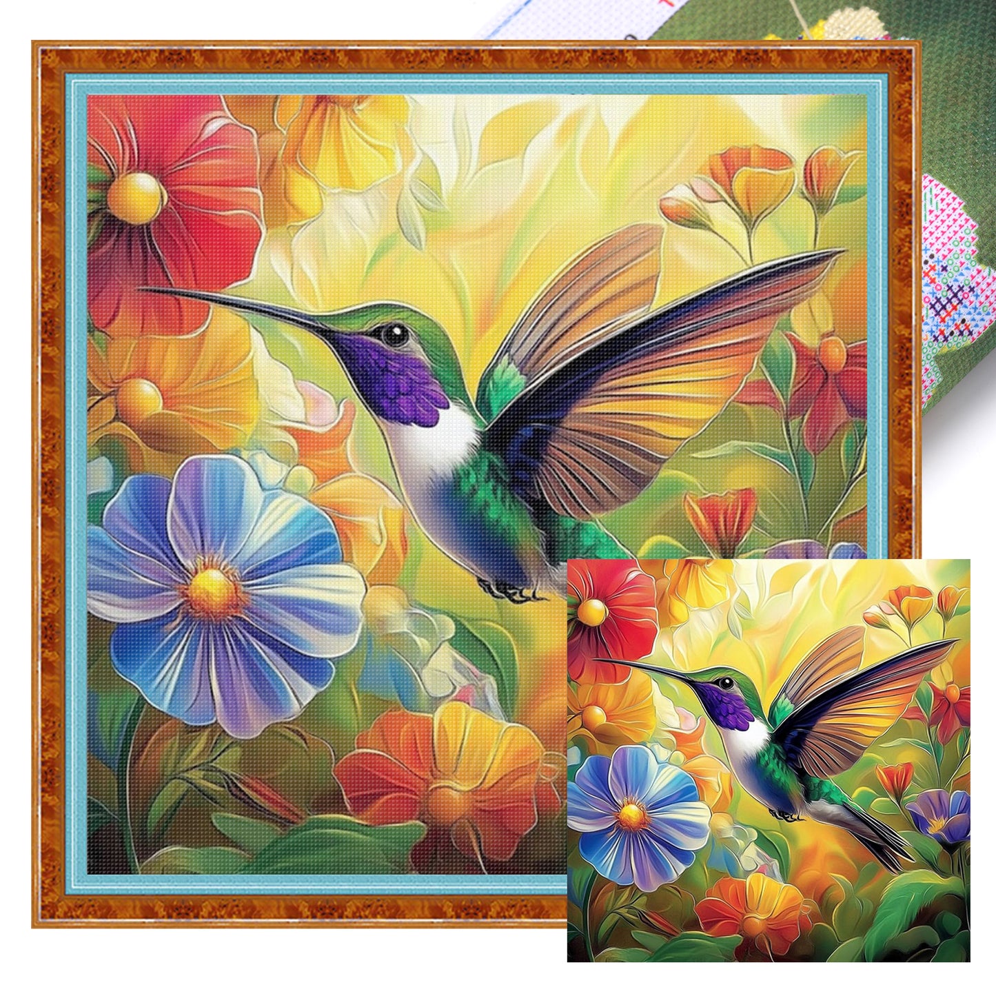Hummingbird - Full 11CT Stamped Cross Stitch 40x40CM - Yishu
