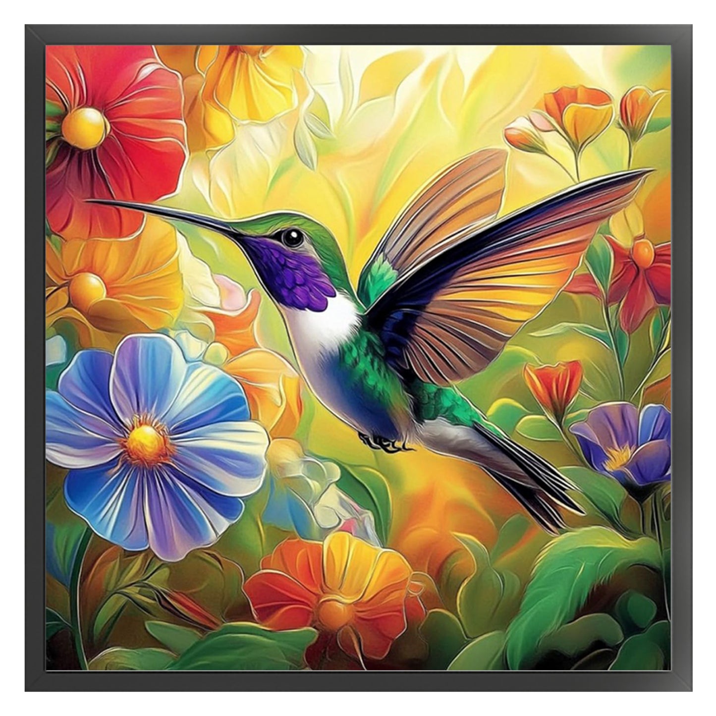 Hummingbird - Full 11CT Stamped Cross Stitch 40x40CM - Yishu