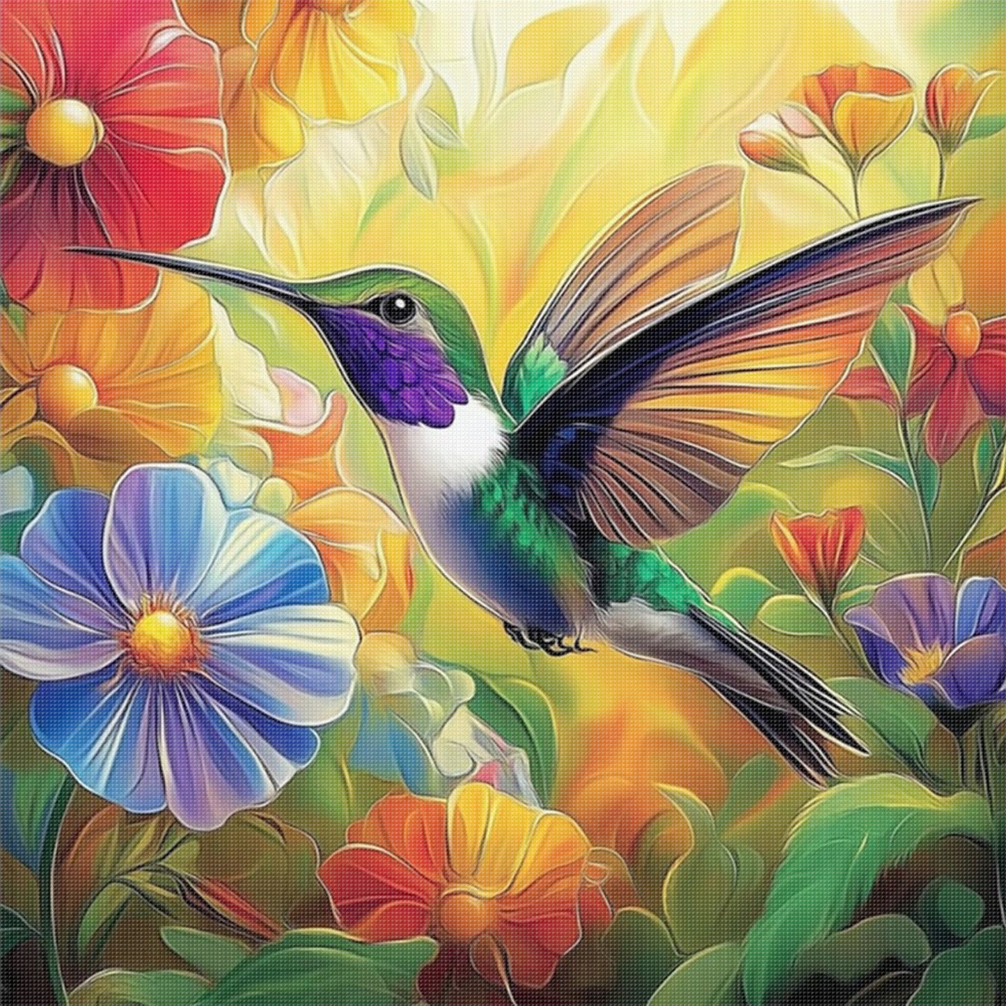 Hummingbird - Full 11CT Stamped Cross Stitch 40x40CM - Yishu