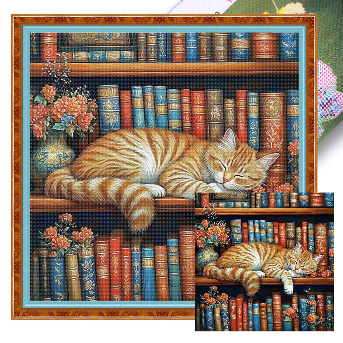 Cat - Full 11CT Stamped Cross Stitch 40x40CM - Yishu