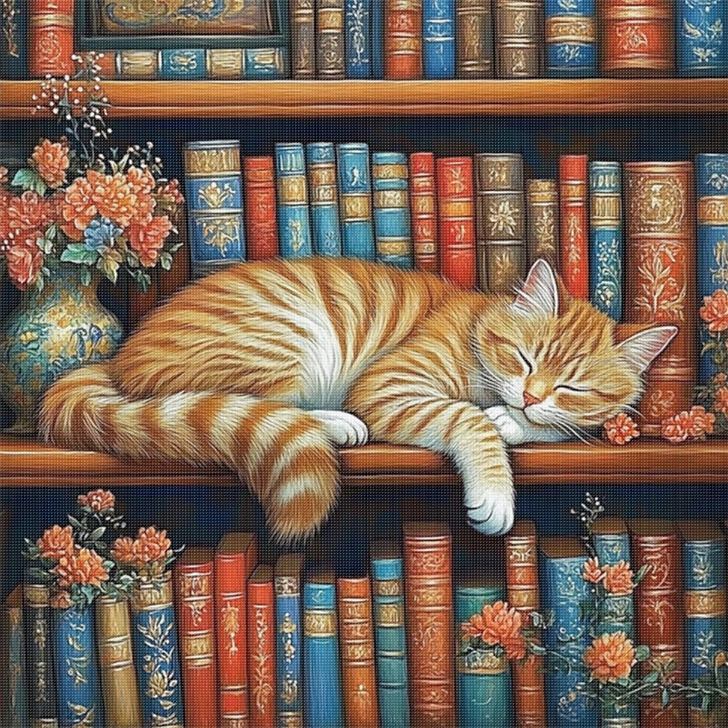 Cat - Full 11CT Stamped Cross Stitch 40x40CM - Yishu