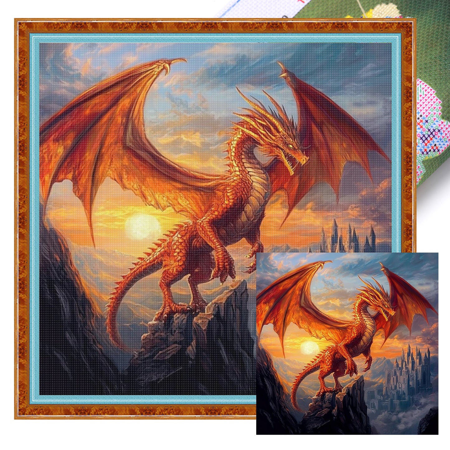 Dragon - Full 11CT Stamped Cross Stitch 40x40CM - Yishu