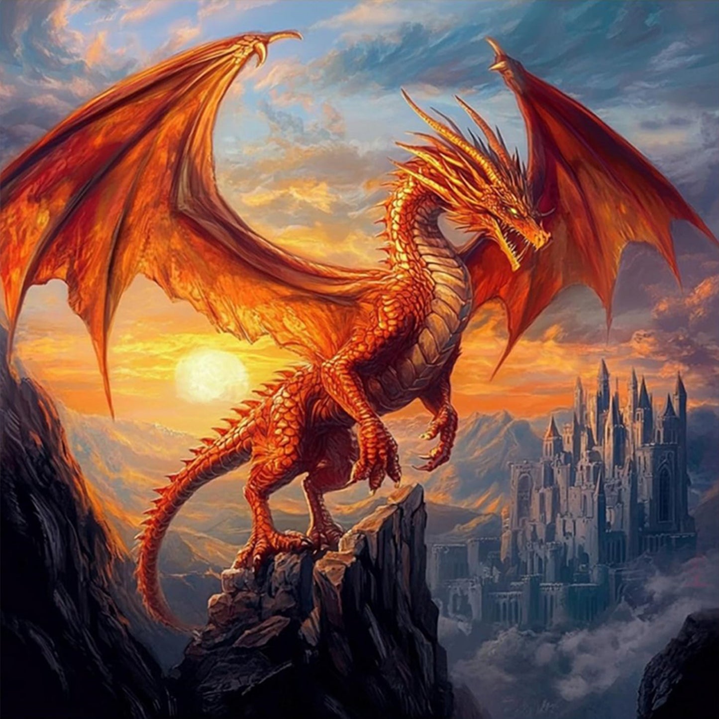 Dragon - Full 11CT Stamped Cross Stitch 40x40CM - Yishu
