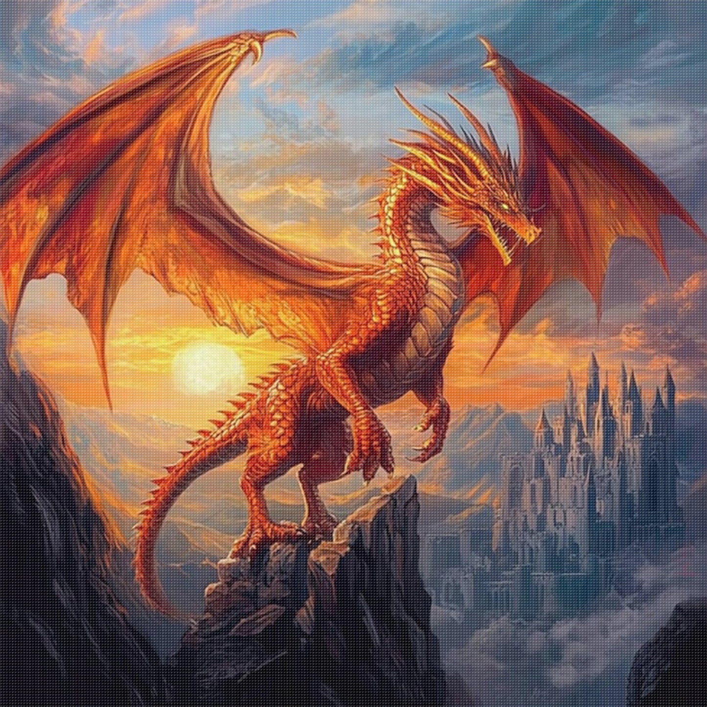 Dragon - Full 11CT Stamped Cross Stitch 40x40CM - Yishu