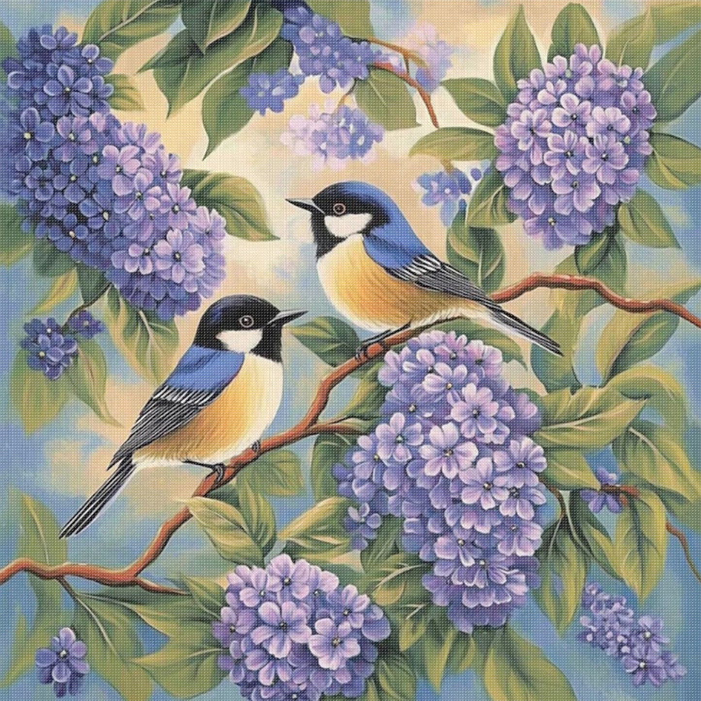 Sparrow - Full 11CT Stamped Cross Stitch 40x40CM - Yishu