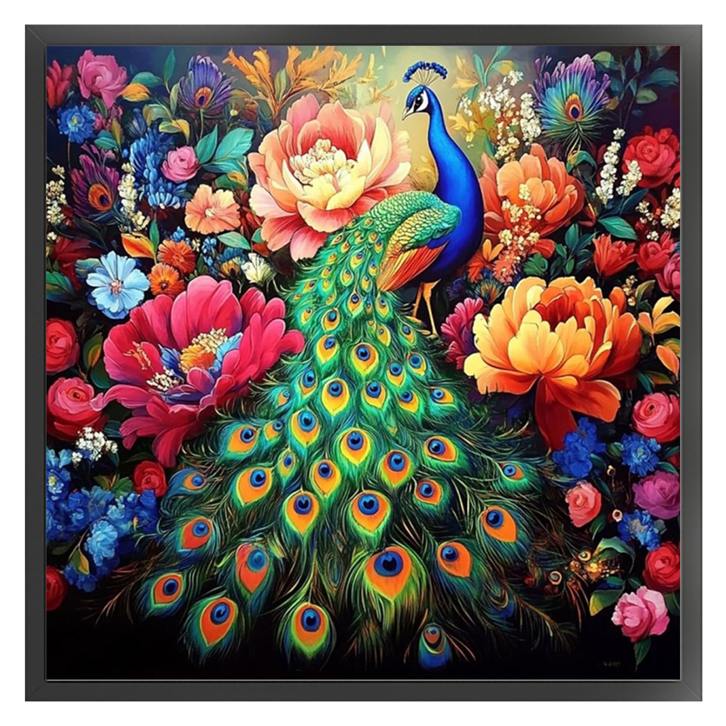Peacock - Full 11CT Stamped Cross Stitch 40x40CM - Yishu