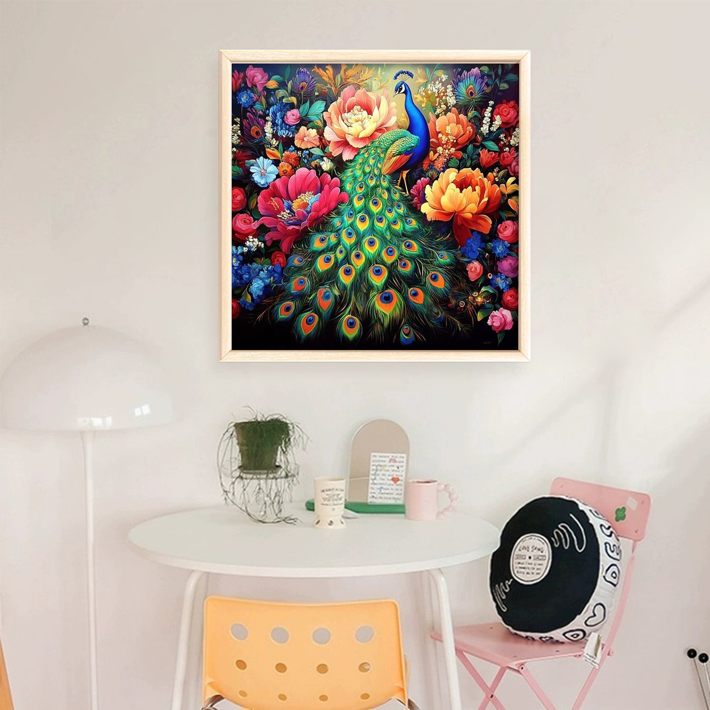 Peacock - Full 11CT Stamped Cross Stitch 40x40CM - Yishu
