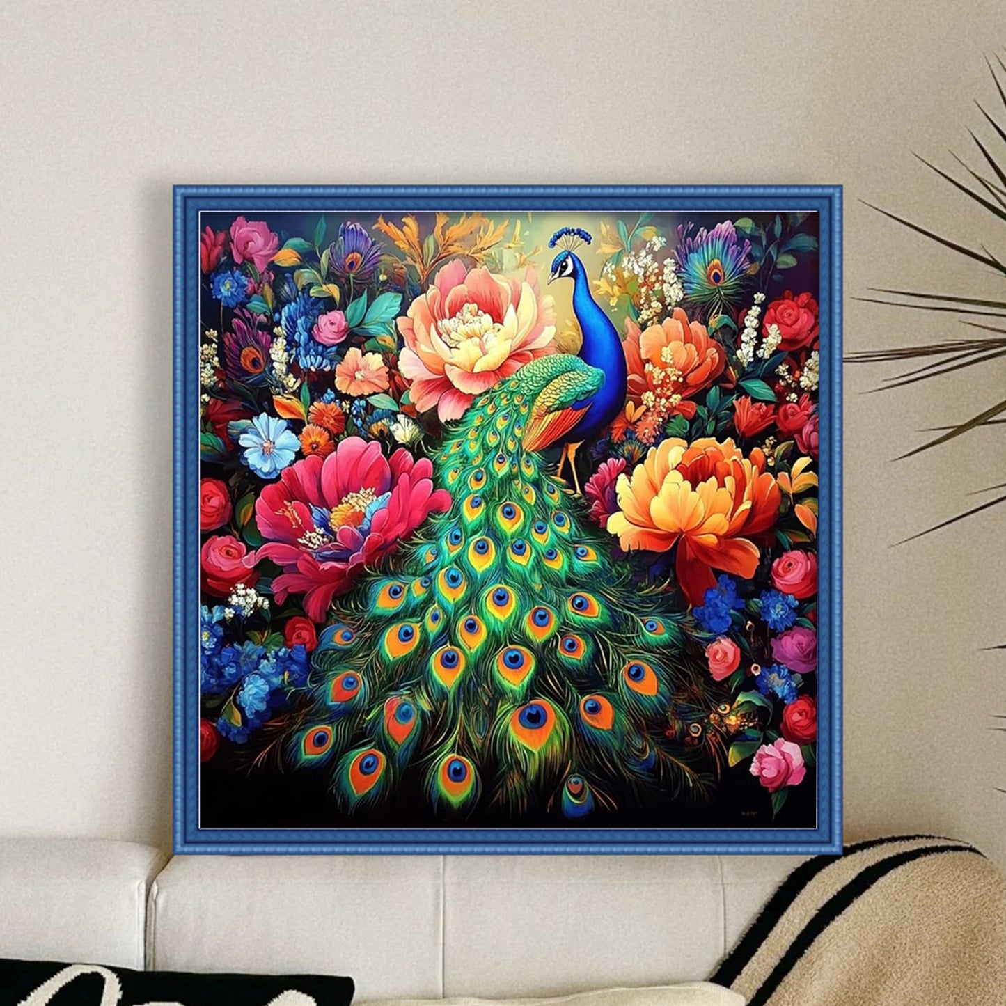 Peacock - Full 11CT Stamped Cross Stitch 40x40CM - Yishu