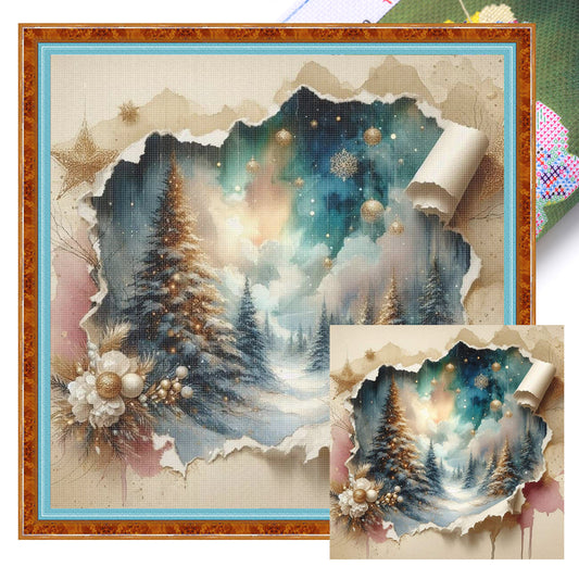 Silhouette Scenery - Full 11CT Stamped Cross Stitch 40x40CM - Yishu